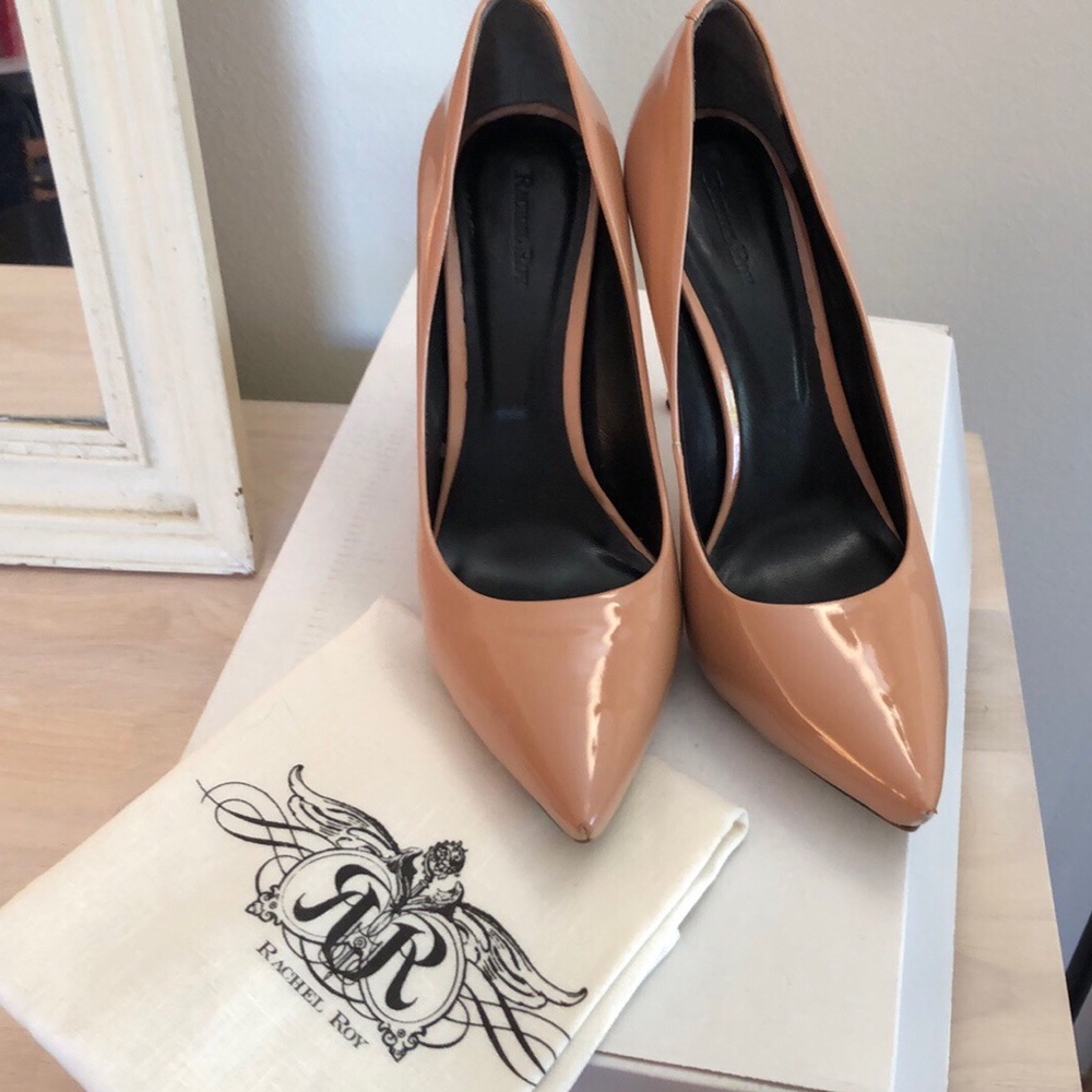 Rachel Roy patent nude pumps
